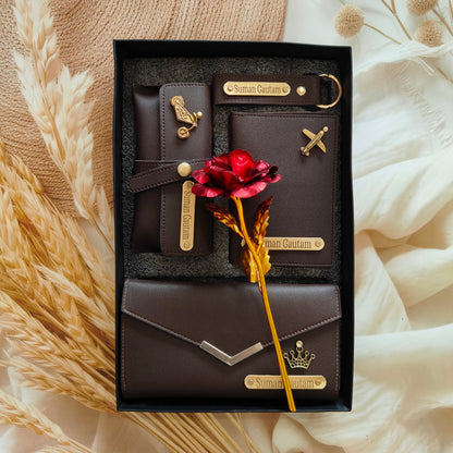 Personalised Premium Imported Leather Women's Clutch (Wallet) Combo