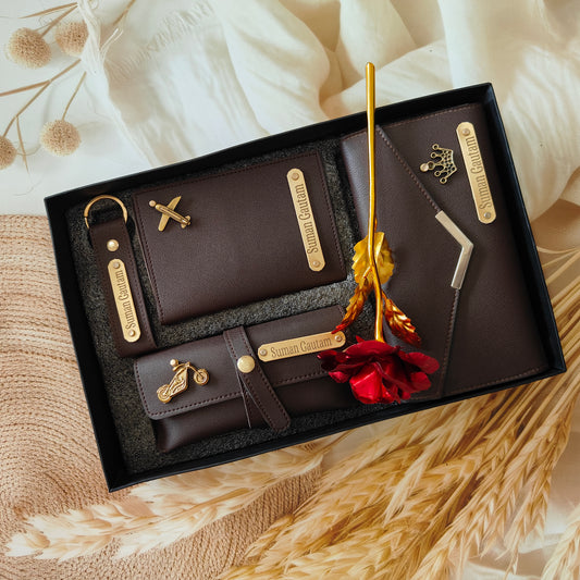 Personalised Premium Imported Leather Women's Clutch (Wallet) Combo