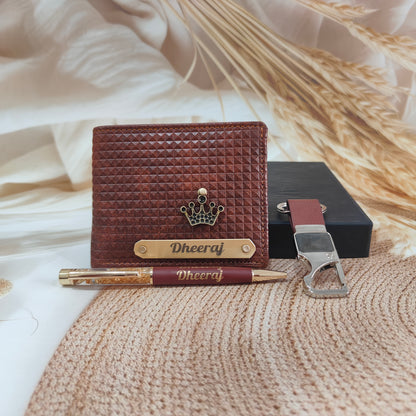 Personalized Turbo Leather Men’s Wallet Combo