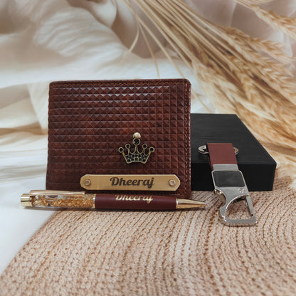 Personalized Turbo Leather Men’s Wallet Combo