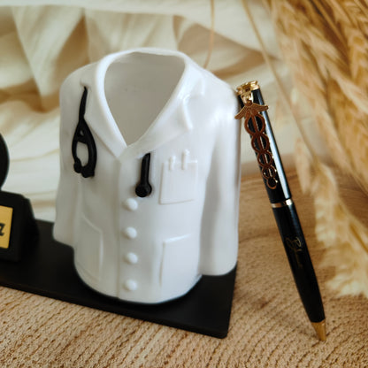 Personalized Engraved Doctors Coat Pen Stand With Pen