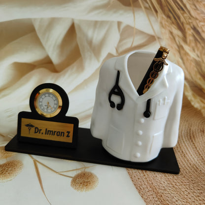 Personalized Engraved Doctors Coat Pen Stand With Pen