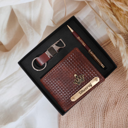 Personalized Turbo Leather Men’s Wallet Combo