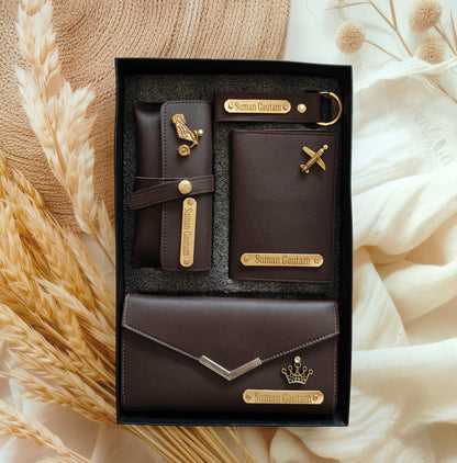 Personalised Premium Imported Leather Women's Clutch (Wallet) Combo