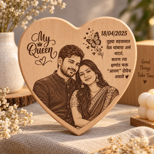 Personalized Heart Shape Wooden Photo Plaque