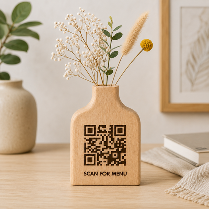 Customise Wooden QR Code Sign Logo with Stand