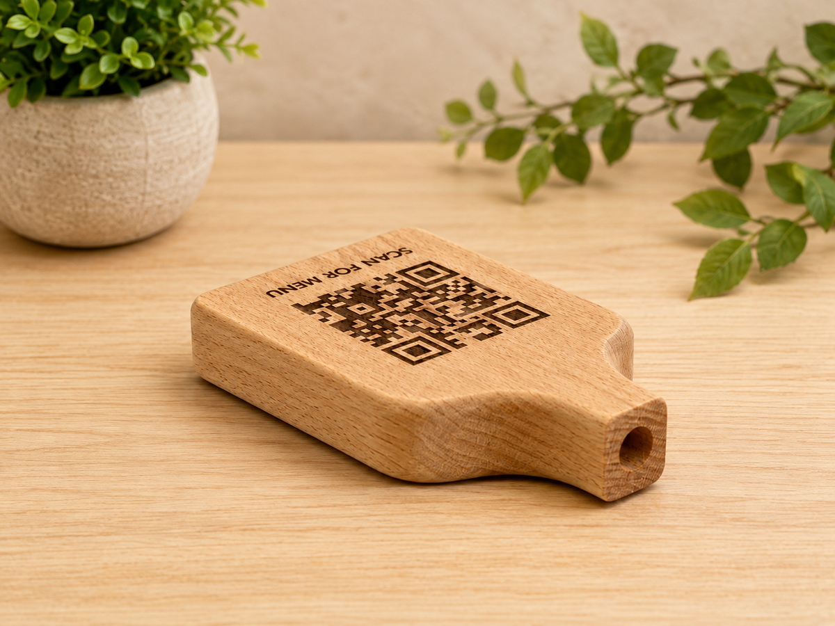 Customise Wooden QR Code Sign Logo with Stand